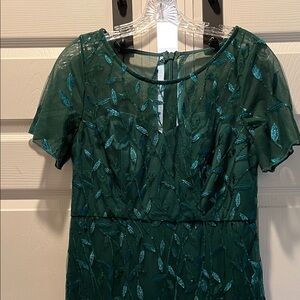Ever Pretty Green Leaf Embroidered Maxi Dress